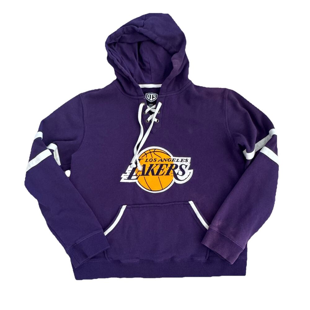 Los Angeles Lakers OTS Lace Up Logo Hooded Sweatshirt L